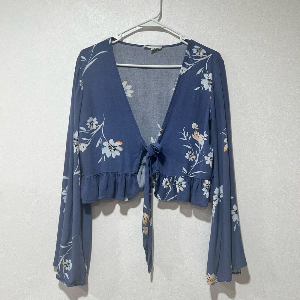 L.A Hearts Floral tie front crop long sleeve